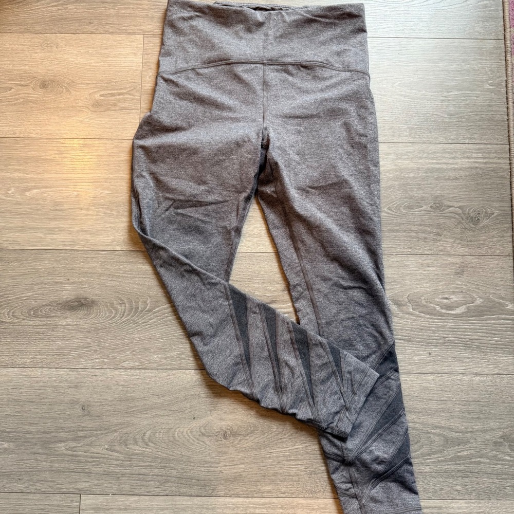Lululemon Train Times 7/8 Pant High‎ Rise Leggings Grey Space Dye Mesh Size 8